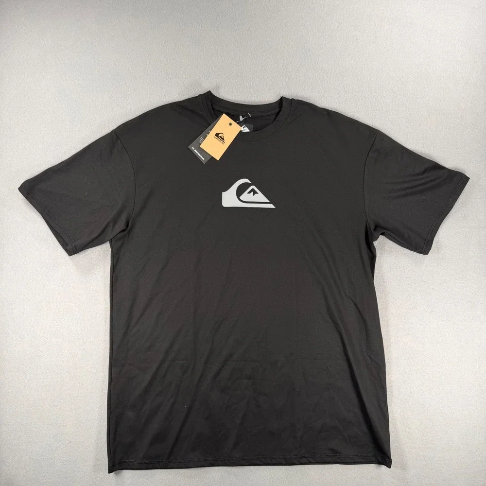 Quiksilver Mens All Time Short Sleeve Surf Tee Rash Guard Black UPF 50+ XL NWT